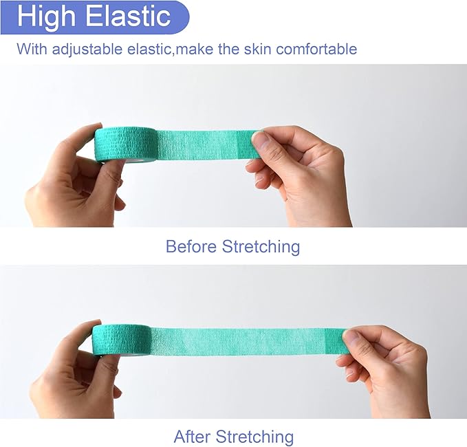 9 Pack 1" x 5 Yards Self Adhesive Bandage Wrap Self Stick Wrap for Ankle, Wrist, Finger, Sports, Breathable Cohesive Vet Tape for Pets (Middle Green)-PurrikoPets