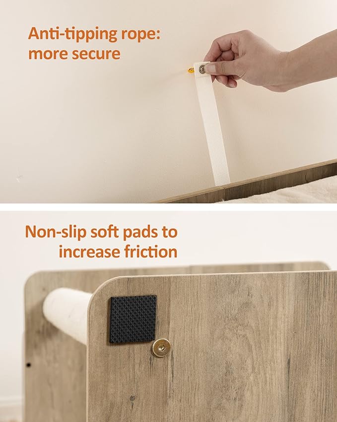 FourFurPets 26.7in Large Cat Tree Tower Condo, Cat Scratch Posts for Indoor Cats, Big Plate, Three 23.6in Full Sisal Scratching Posts, Greige-PurrikoPets