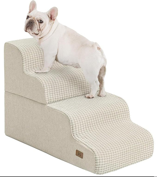 Dog Step for Bed, Dog Stair 4-Step 35D Pet Stair 19.7" H for High Bed or Sofa Non-Slip Balanced Pet Step Indoor, Beige-PurrikoPets