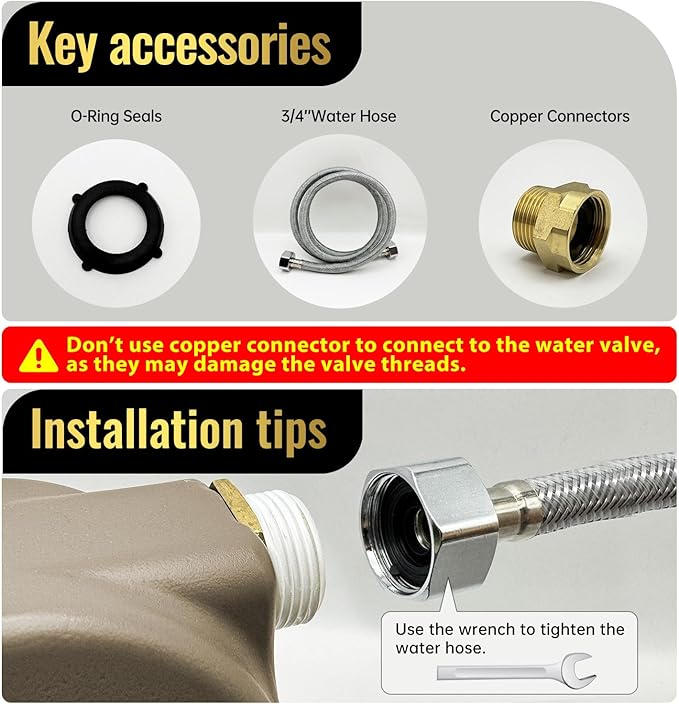 135OZ Automatic Water Dispenser for Dogs Patented Automatic Dog Water Bowl Fit 3/4'' GHT Male Faucet Outdoor Large Dog Water Bowl Include Water Hose Copper Connector Large Drinking Area Brown-PurrikoPets