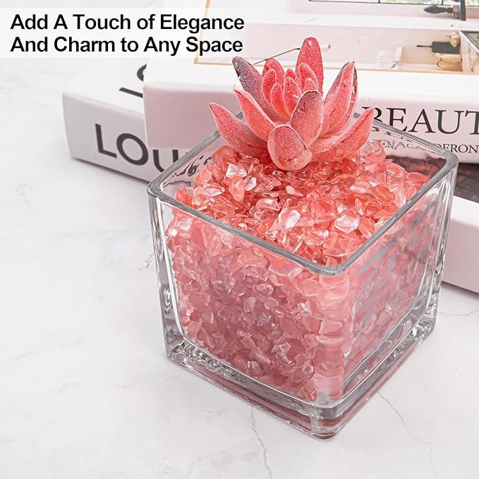 3 Lb Watermelon Tourmaline Quartz Crystal Chips Bulk, 5-7mm Natural Tumbled Crushed Stones Red Healing Crystal Chips Bulk Gemstones for Vase Fillers, Aquarium and Home Decoration-PurrikoPets