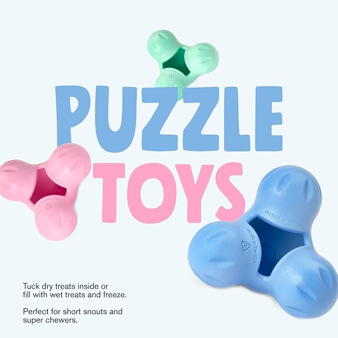 WEST PAW Zogoflex Tux Treat Dispensing Dog Chew Toy – Interactive Chewing Toy for Dogs – Dog Games for Aggressive Chewers, Fetch, Catch – Holds Kibble, Treats, Small 4",Periwinkle-PurrikoPets