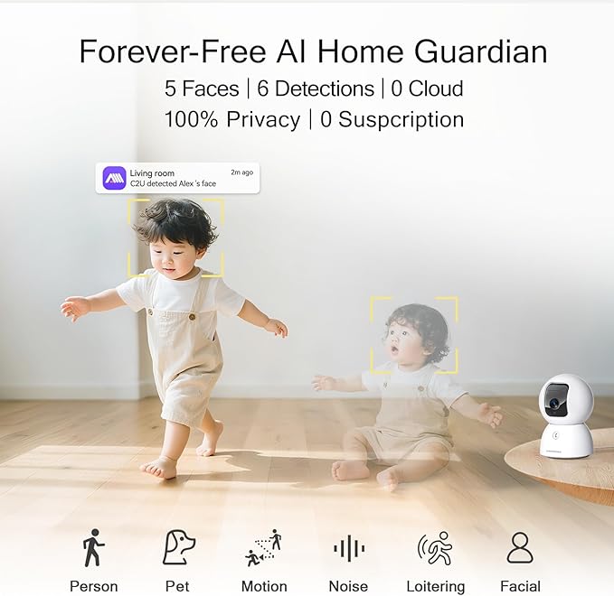 5G Security Camera Indoor, 3K Pet/Dog Camera with Speaker/Phone App, PTZ WiFi Baby Monitor Cameras for Home Security, 0-Glow Night Vision 2-Way Talk, AI Tracking Facial Recognition Time Lapse-PurrikoPets