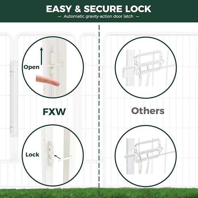 FXW Rollick Unleashed Dog Playpen for Indoor, Yard, RV Camping, 40 inch 8 Panels for Medium and Large Dogs, White│Patented-PurrikoPets