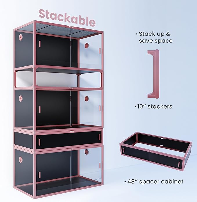 120 Gallon Reptile Terrarium, 48" x 24" x 24" Reptile Enclosure with Sliding Door Top Screen Ventilation,Blue Tongue Skink Tank for Easy Maintenance-PurrikoPets