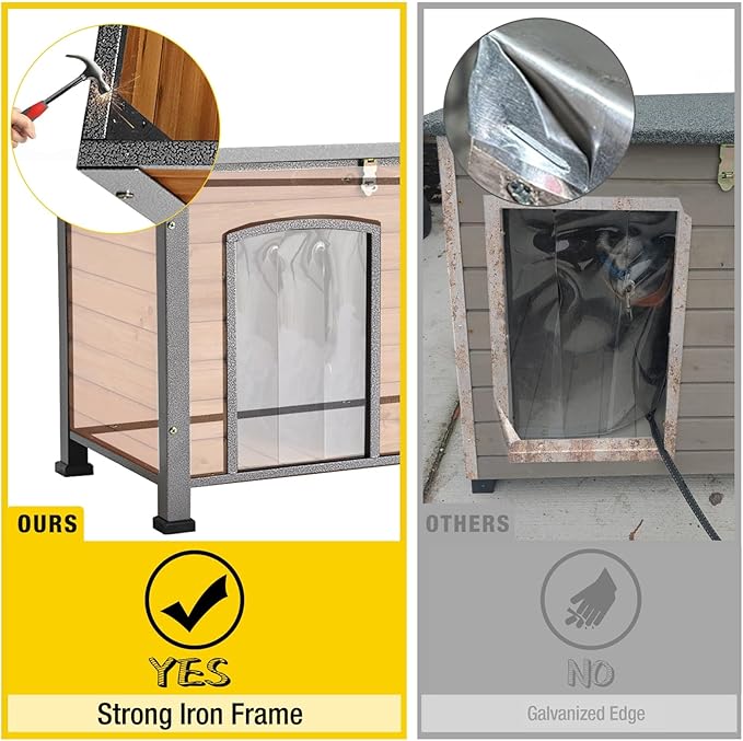 Aivituvin Dog House Outdoor Heated Dog Kennel with Insulated Liner & Heater for Winter Strong Iron Frame Large Dog Cage for Small & Medium Dogs,33.5"-PurrikoPets