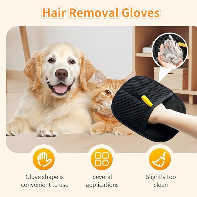 2 Pcs Electrostatic Gloves Pet Hair Removal,Reusable Pet Cat Dog Hair Removal Grooming Gloves Brush Tool-PurrikoPets