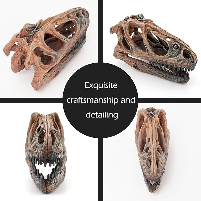 Fish Hideout Aquarium Décor Decorations Dinosaur Skull Fish Tank Decor Cave Dinosaur Skull Betta Animal Halloween Large Tarantula Reptile Bones Snake for Terrarium Ornament-PurrikoPets