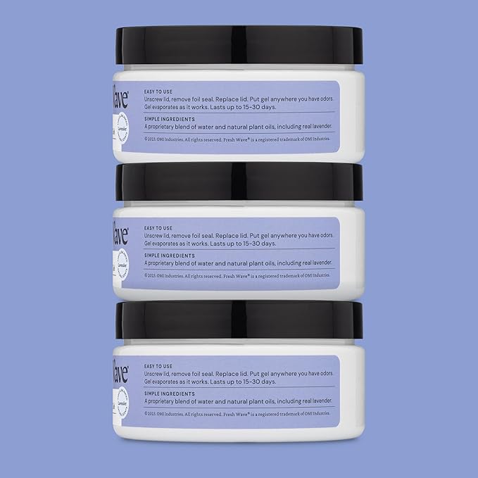 Fresh Wave Lavender Odor Removing Gel, 7 oz., Pack of 3 - Safer Odor Absorbers for Home, Natural Plant-Based Odor Eliminator, Every 7 oz. lasts 15-30 Days, For Cooking, Trash & Pets-PurrikoPets