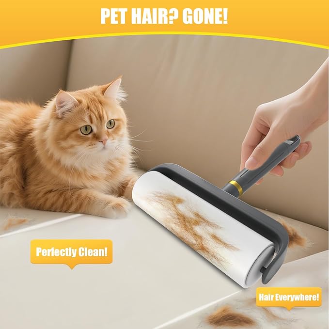 6.3" Large Surface Lint Roller Refills, Extra Sticky Roller for Clothing, Pet Hair, Furniture Cleaning, 6 Refills Total 600 Sheets-PurrikoPets