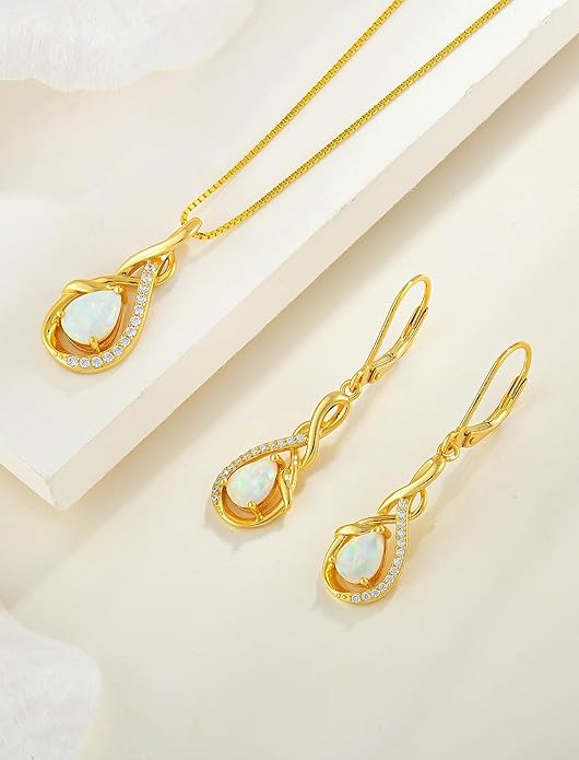 STARCHENIE Infinity Teardrop Pendant Necklace for Women 925 Sterling Silver Birthstone Jewelry