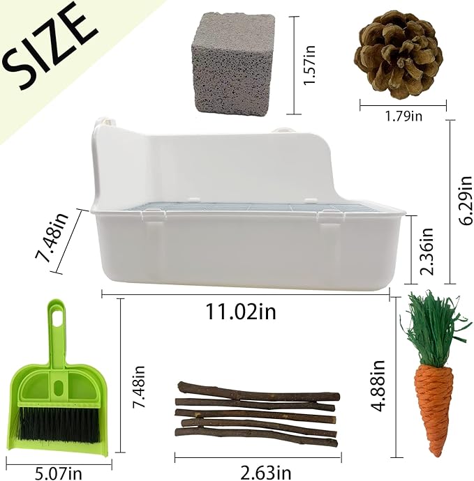 11Pcs Rabbit Litter Box Toilet,Bunny Corner Litter Bedding Plastic Square Grate Guinea Pig Bunny Ferret Hamster Hedgehog, Potty Trainer Bedding Box for Guinea Pig Ferret Hamster Hedgehog (White)-PurrikoPets