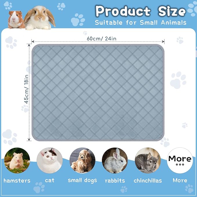 6 Packs Washable Guinea Pig Cage Liners, Waterproof Guinea Pig Pee Pads Reusable Absorbent Bedding Anti Slip Mats for Small Animals Bunny Rabbit Hamster (24 x 18in)-PurrikoPets