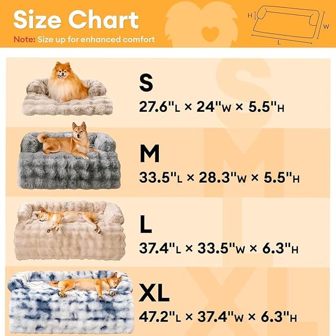 FUNNY FUZZY Pet Fluffy Fuzzy Calming Dog Couch Bed Sofa Protector Washable Pets Mat for Large Medium Small Dogs and Cats (Coffee,37.4 × 33.46 × 6.3 in)-PurrikoPets