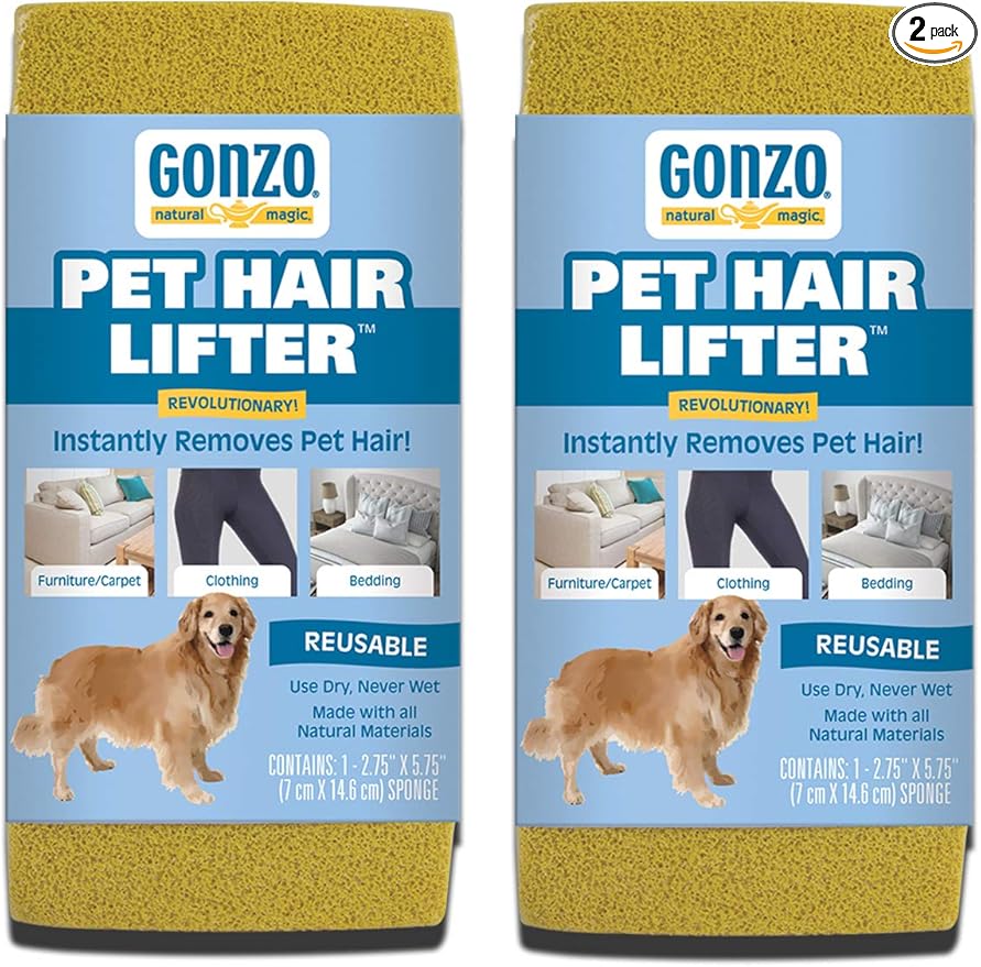 Gonzo Pet Hair Remover - 2 Pack - Lift and Remove Dog, Cat and Other Pet Hair from Furniture, Carpet, Bedding and Clothing-PurrikoPets