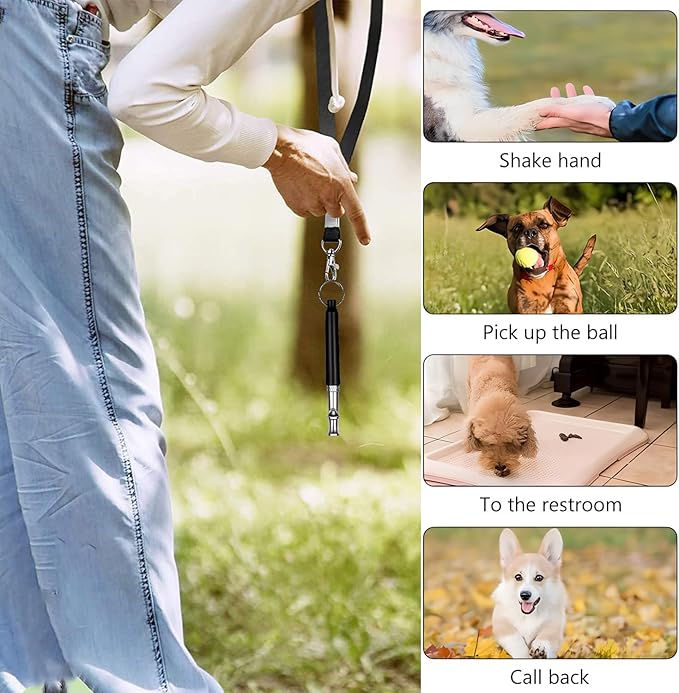 3 Pack Dog Whistle to Stop Barking Neighbors Dog - Adjustable Ultrasonic Silent Dog Whistle for Professional Training & Bark Control, with Lanyard (Black/White) - Effective Recall & Long Range-PurrikoPets