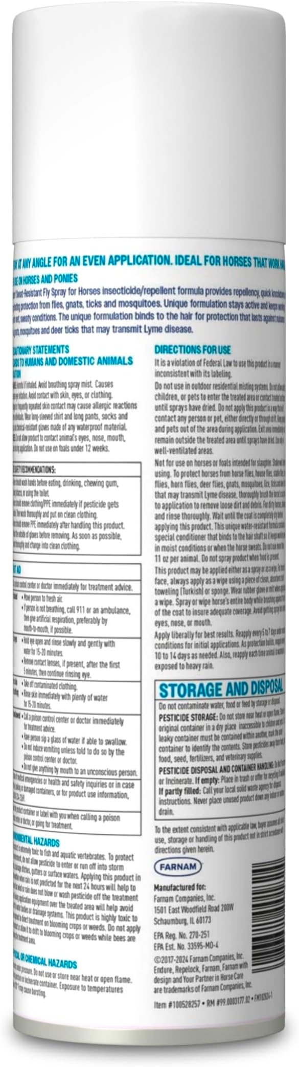 Farnam Endure Sweat-Resistant Fly Spray for Horses, Protects Against Lyme Disease, 15 oz-PurrikoPets