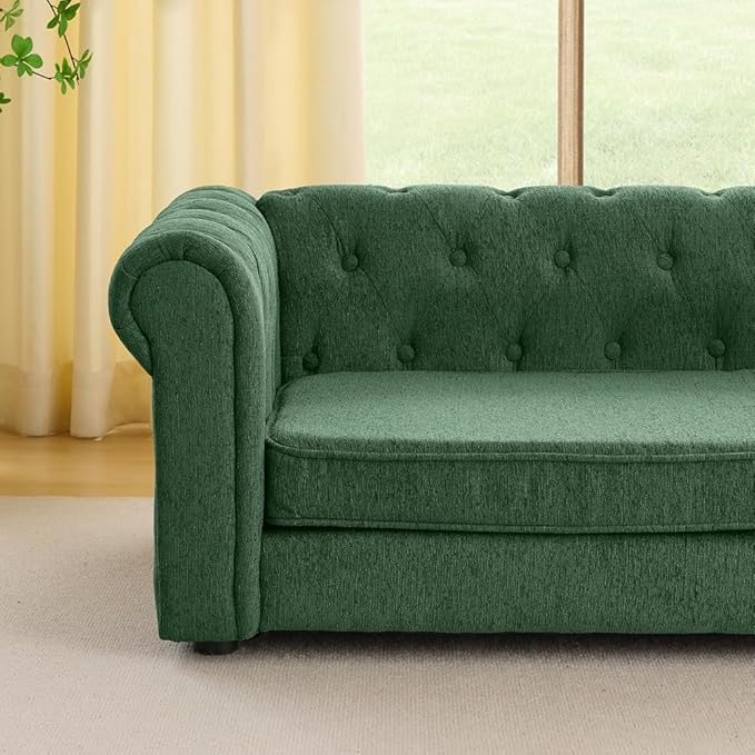 Dog Sofa Couch for Medium to Large Dogs, 55" Memory Foam Pet Sofa Couch with Washable Fabric, Durable Elevated Dog Bed with Legs, Removable Cushion for Medium and Large Dogs, Green-PurrikoPets