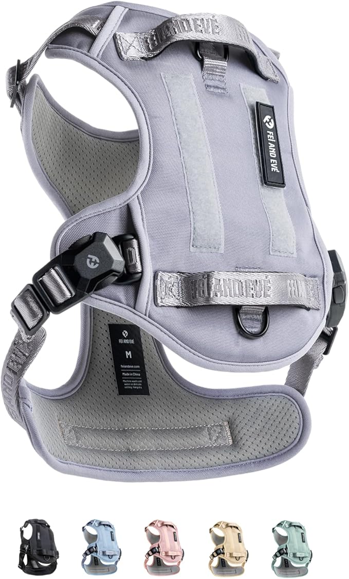 2025 New Edition, Fei & Eve MagEase Dog Harness - 3-Second Magnetic Buckles | 3-Point No-Pull Control | Heavy-Duty 900D Nylon | Dual Safety Handles | Breathable Mesh | Adjustable Fit | X-Large, Gray-PurrikoPets