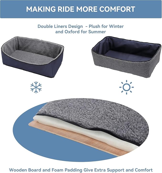 A 4 Pet Dog Car Seat for Medium/Large Dog or 2 Small Dogs, Booster Car Seat with Storage Bags and 2 Seat Belts, Pet Seat for Dogs Under 55 lbs-PurrikoPets