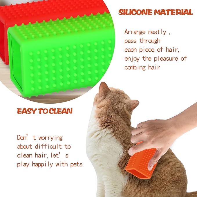 2pcs Pet Dog Cat Hair Remover, Pet Hair Removal Tool, Hollow Cleaner Brush for car，Interior, Furniture, Sofa (red and green)-PurrikoPets