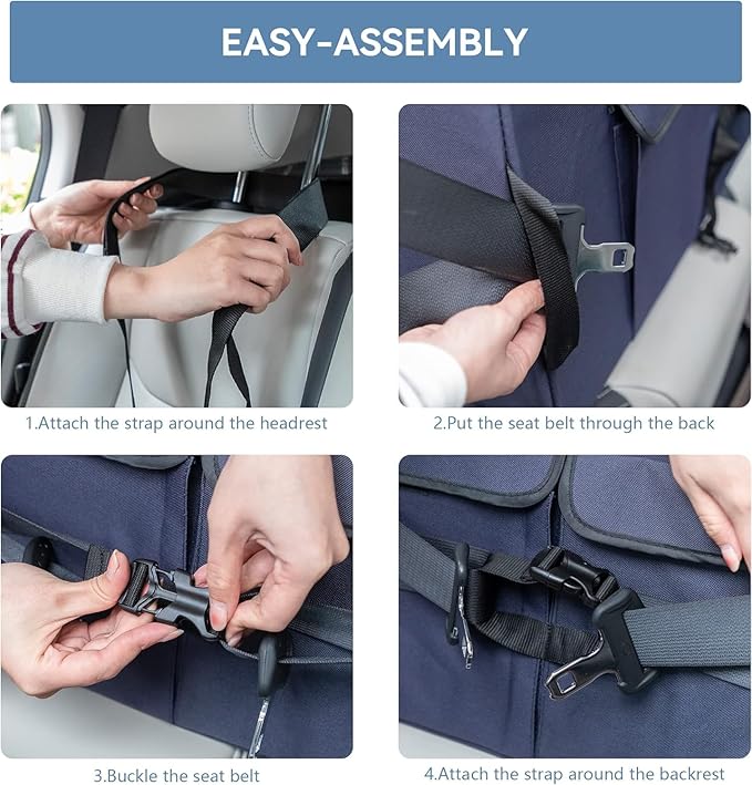 A 4 Pet Dog Car Seat for Medium/Large Dog or 2 Small Dogs, Booster Car Seat with Storage Bags and 2 Seat Belts, Pet Seat for Dogs Under 55 lbs-PurrikoPets