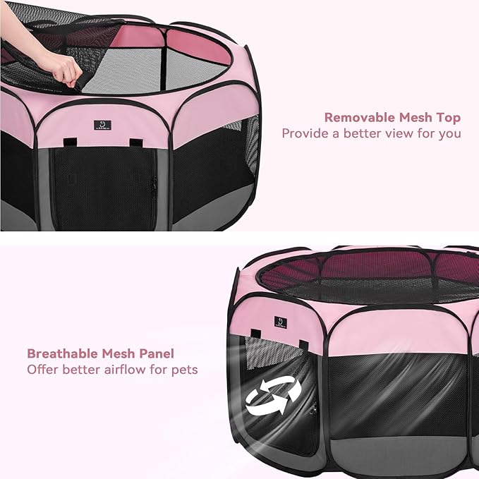 A 4 Pet Portable Cat Play Pen for Cats, 27" Foldable Kitten Playpen for Puppy/Cat/Rabbit/Chick, with Removable Zipper Top & Mesh Panel(11”W × 7.5”H)-PurrikoPets