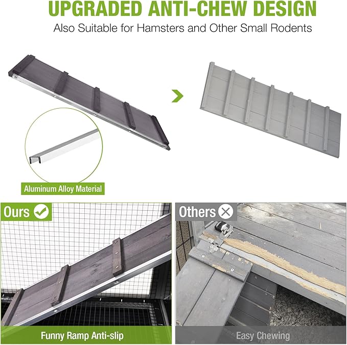 2-Story Rabbit Hutch Indoor Bunny Cage Outdoor Guinea Pig House with Wire Mesh Floor, Leak-Proof Trays, Lockable Wheels for Rabbits, Guinea Pigs, 40.6" L x 26" W x 37.6" H-PurrikoPets