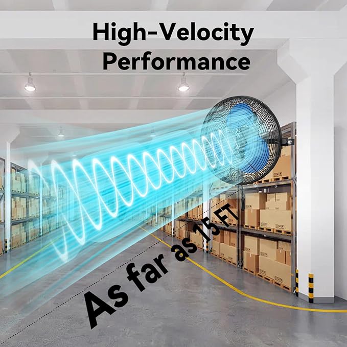 12 Inch Wall Fan Pro Series - Indoor High Velocity Wall Mount Fan for Commercial, Residential, Warehouse, Covered Patio, Shop, Garage, Barn, Gazebo 3 Speed 2800 CFM UL Safety Listed-PurrikoPets