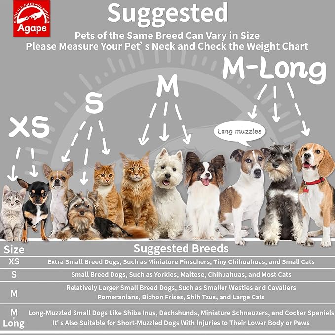 Agape Soft Dog Cone for Small Dogs & Cats, Comfy Dogs Recovery Collar After Surgery, Adjustable E Collar Alternative to Stop Licking, Protective Elizabethan Collars for Pup, Comfortable Dog Cones-PurrikoPets