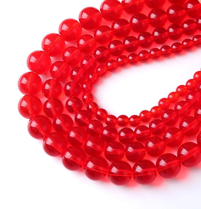 8mm 46pcs Garnet Red Glass Crystal Beads Natural Stone Beads for Jewelry Making Crystal Energy Healing Power Stone Beads DIY Bracelet Necklace Accessories (Red Glass, 8mm)