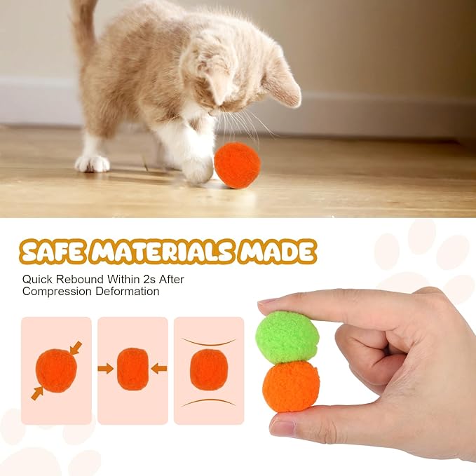 100Pcs Cat Toys Pom Pom Balls with 2 Launchers Set, Interactive Cat Toy Stuff for Indoor Both Adult & Kitten Toys-PurrikoPets