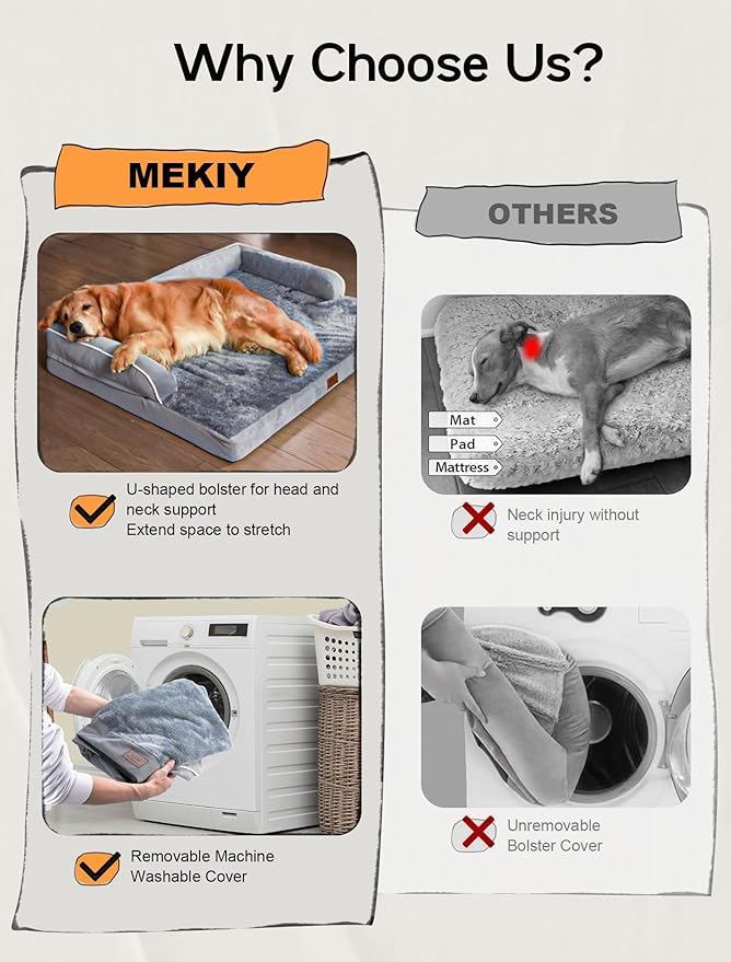 Extra Large Dog Bed Orthopedic Waterproof: Memory Foam Dog Bed for XL XLarge Extra Big Dogs - Couch Sofa - Washable with Removable Cover-PurrikoPets