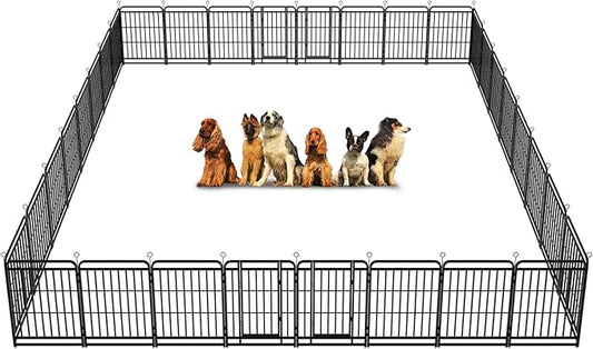 Dog Playpen Outdoor 32 Panels Heavy Duty Dog Fence 40" Height with Thick Pipe Anti-Rust with Doors Portable for RV Camping Yard, Total 71FT, 406 Sq.ft, Snowy Black-PurrikoPets