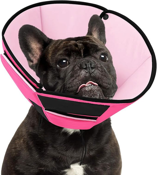 Dog Recovery Collar Cone for Medium Dogs, Adjustable Dog Cone Alternative After Surgery for Dogs to Stop Licking, Breathable Soft Cone for Medium Large Dogs, Pink M-PurrikoPets