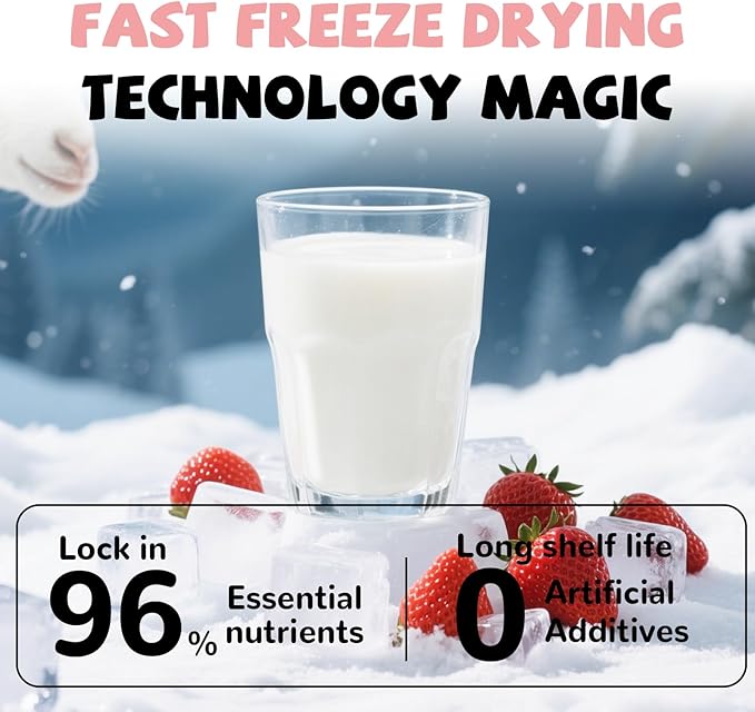 Freeze Dried Sheep Milk Yogurt Flavor with Strawberry,Gentle Sheep Milk Dog Treats for Sensitive Stomachs Puppies, 2.8 oz-PurrikoPets