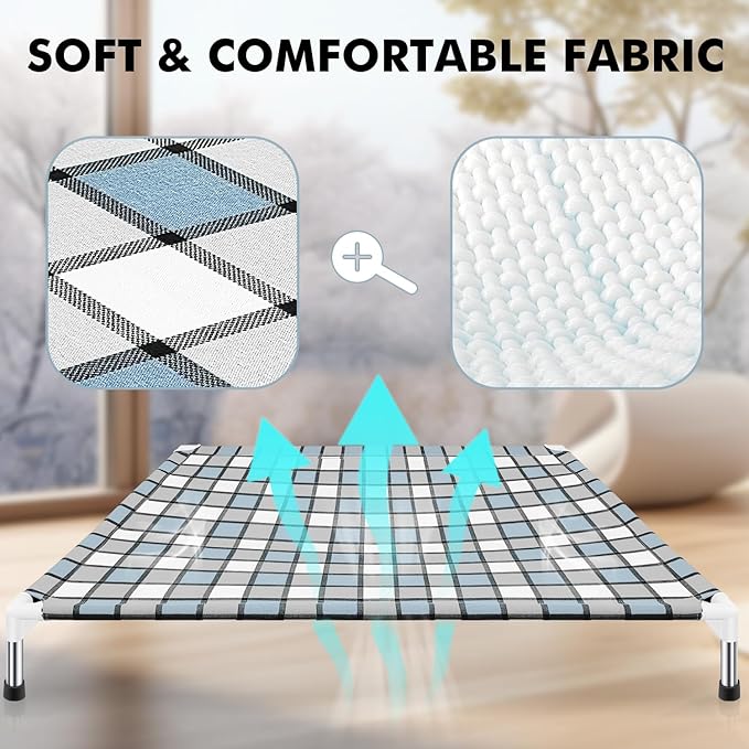 Elevated Outdoor Raised Dog Bed Outdoor Dogs Bed Lifted Pet Hammock Bed Dog Cot for Large Pet Taste Life, Start with A Pet Bed 39'' x 27'' x 6.5''-PurrikoPets