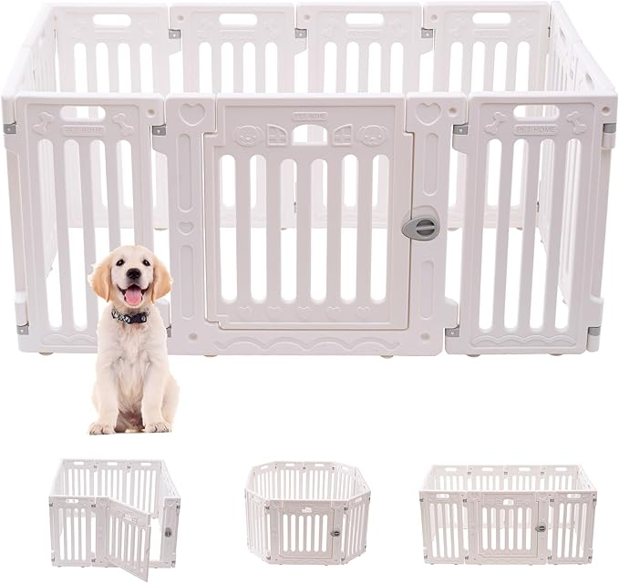 Dog Playpen with Door, DIY Shape Combination Puppy Pen,25.5" H 10-Panel Dog Fence,Non-Slip & Secure Pet Gate, Easy to Assemble(Standard Room)-PurrikoPets