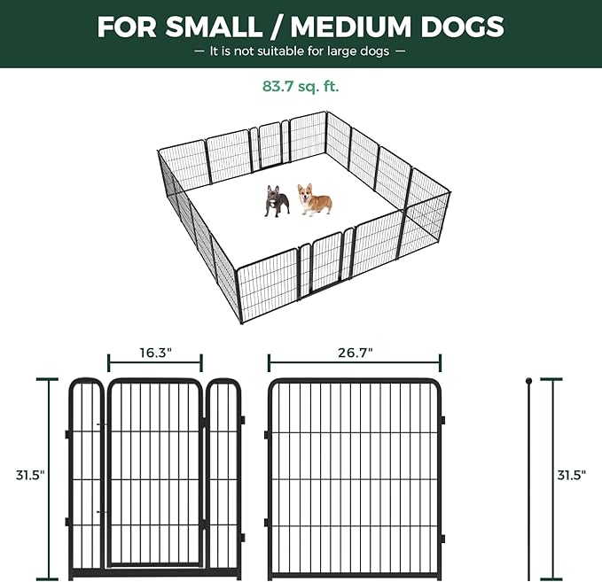 FXW Homeplus Unleashed Indoor Dog Playpen - Stress-Free and Safe Play, Heavy Duty 32 Inch 16 Wire Panels Dog Pen for Small and Medium Dogs, Black│Patented-PurrikoPets