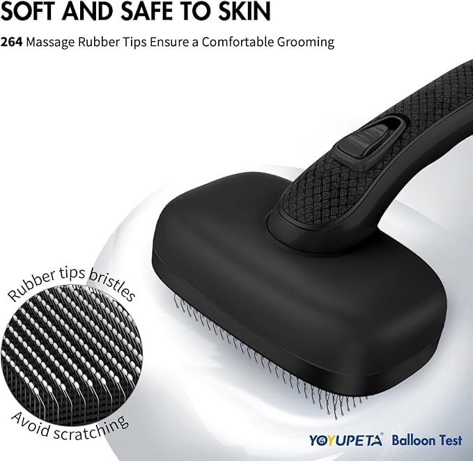 Dog Self Cleaning Slicker Brush for Shedding, Ideal for Short Long Haired Dogs, Including Cat. Removes Loose Fur, Undercoat, Mats, Tangled Hair. Suit for Large Medium Small Animal, Black-PurrikoPets