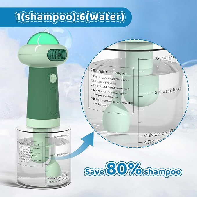Electric Dog Shampoo Dispenser,IPX7 Cat Shampoo Sprayer,Pet Bath Supplies Automatic Foaming Shampoo Dispenser for Dog Deep Cleaing,Kitchen Sink，Bathroom Green-PurrikoPets