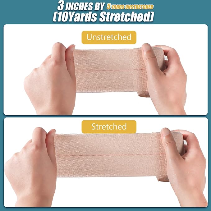 4 Rolls Elastic Tape Adhesive Elastic Tape Self Adhesive Bandage Wrap Flexible Stretch Bandages for Sports Ankle, Knee and Wrist Sprains Animal Pets, 5 Yard (3 Inch in Width)-PurrikoPets