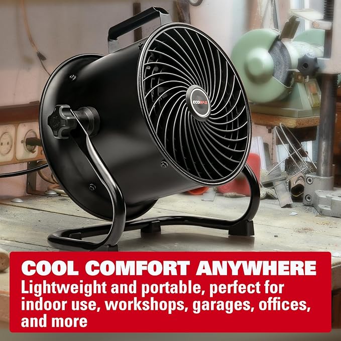 10-Inch High-Velocity Drum Air Circulator Fan, Heavy-Duty Shop Fan with 3-Speed & 360° Tilting Floor Fan for Warehouse, Industrial, Workshop-PurrikoPets