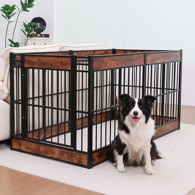 Dog Playpen, 35.4" Height Dog Pen Indoor, Heavy Duty, Safe and Sturdy, Furniture Style Puppy Pen-PurrikoPets