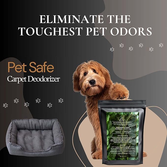 Eucalyptus Mint Harmony Carpet Freshener Powder Refill 36 oz | Powerful Odor Eliminator for Home | Upholstery Deodorizer | Carpet Deodorizer | Pet Urine | Cat Litter Box | Eucalyptus Spearmint-PurrikoPets