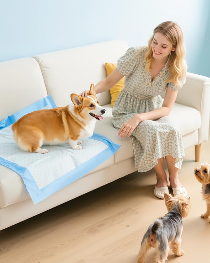 150-Pack Large Puppy Pads - 22'' x 22'' Pee Pads for Dogs Potty Training with Leak-Proof Quick-Dry Design, 6-Layer Dog Pads Large, Blue-PurrikoPets