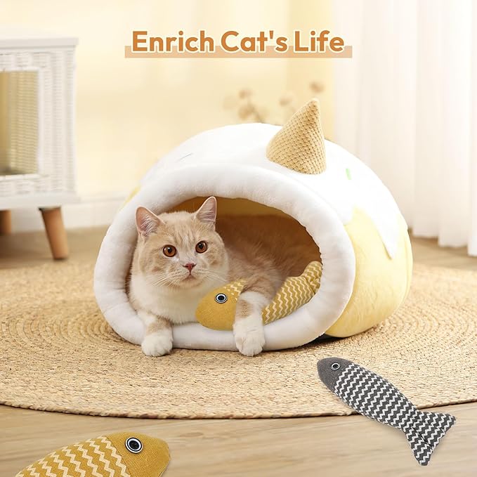 2 Pcs Catnip Toys Fish, Self Play, Cat Toys for Indoor Cats and Kitten, Catnip Cat Toy, Interactive Kitten Exercise Kicker Toys for Indoor Cats 7.8 Inches for All Breeds-PurrikoPets