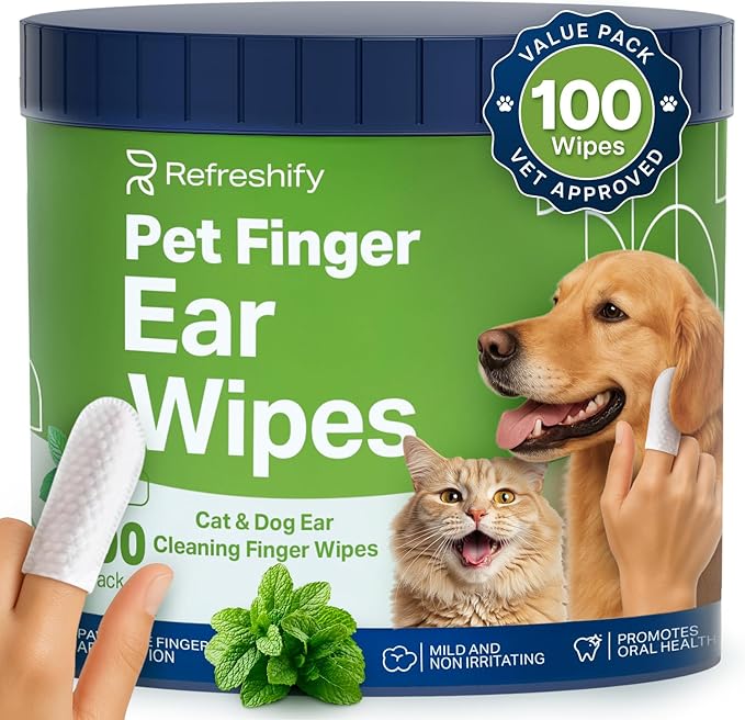 Dog Ear Wipes - 100 Value Pack - Mint Ear Wipes for Dogs, Vet Formulated Pet Ear Wipes for Dogs & Cats – Effective Dog Ear Cleaner for Itch Relief, Wax & Odor-PurrikoPets