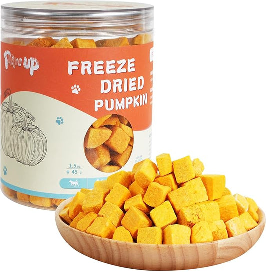 Freeze-Dried Pumpkin Treats for Dogs & Cats – High Fiber, Single Ingredient Natural Snacks for Digestion & Gut Health, Healthy Food Toppers, 1.58 oz-PurrikoPets