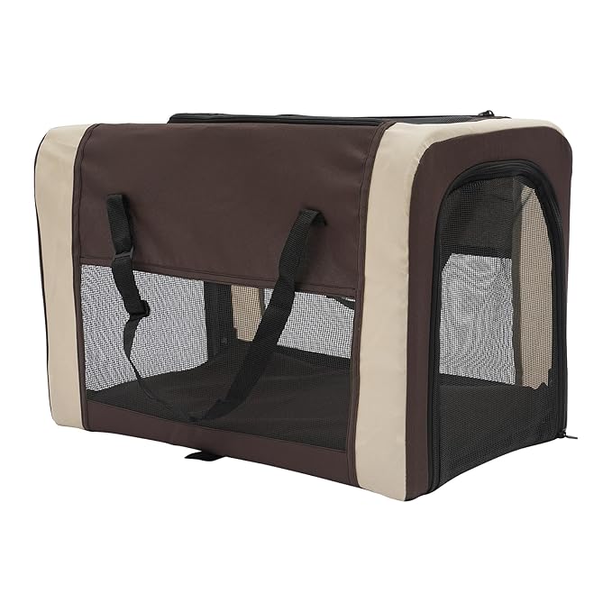 Double Pet Stroller with Detachable Carriers, Large Cat & Dog Stroller with 4 Wheels, Foldable Pet Strollers Small & Medium Dogs Cats 77lbs (Coffee Color)-PurrikoPets